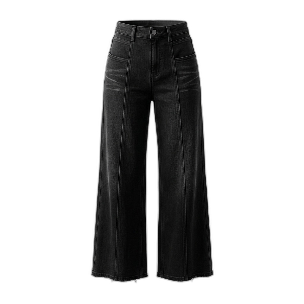 Black Wide Leg Denim Jeans for Women