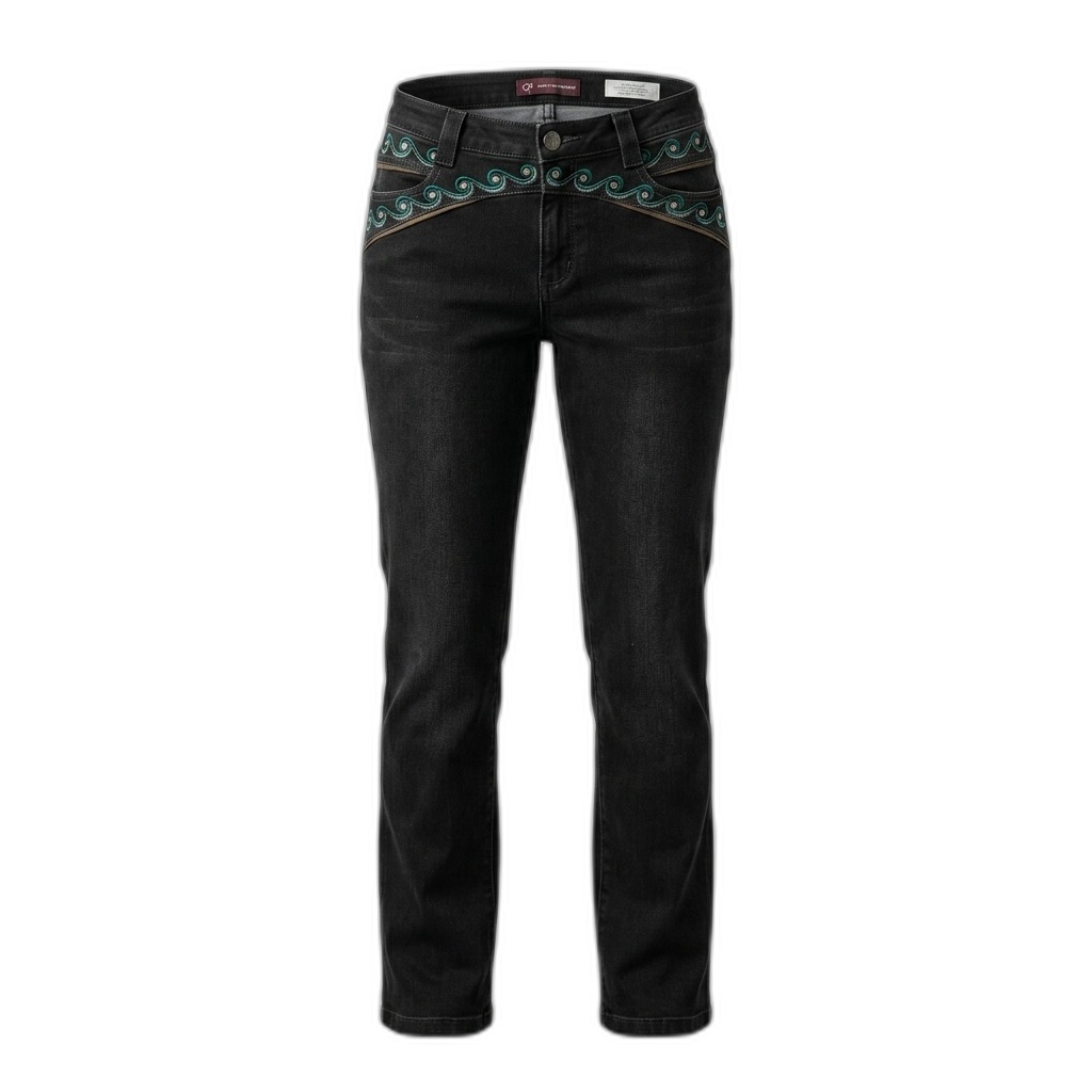 Women's Black Embroidered Jeans