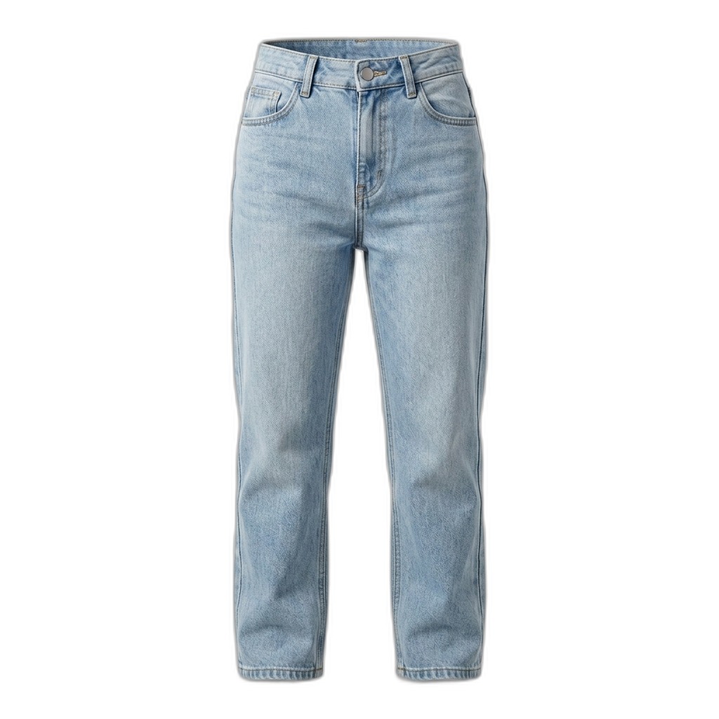 Light Blue High-Waist Straight Fit Jeans for Women