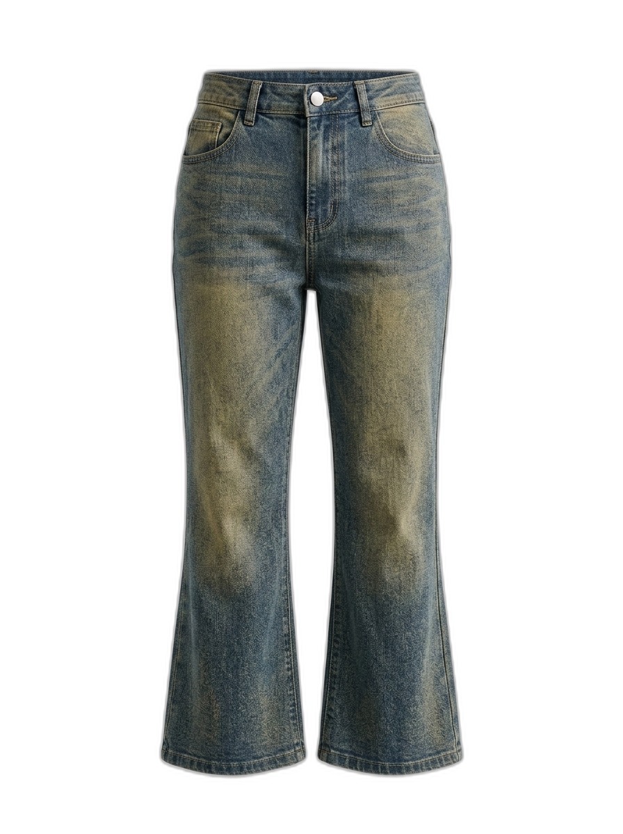 Women's Distressed Flared High-Waist Jeans