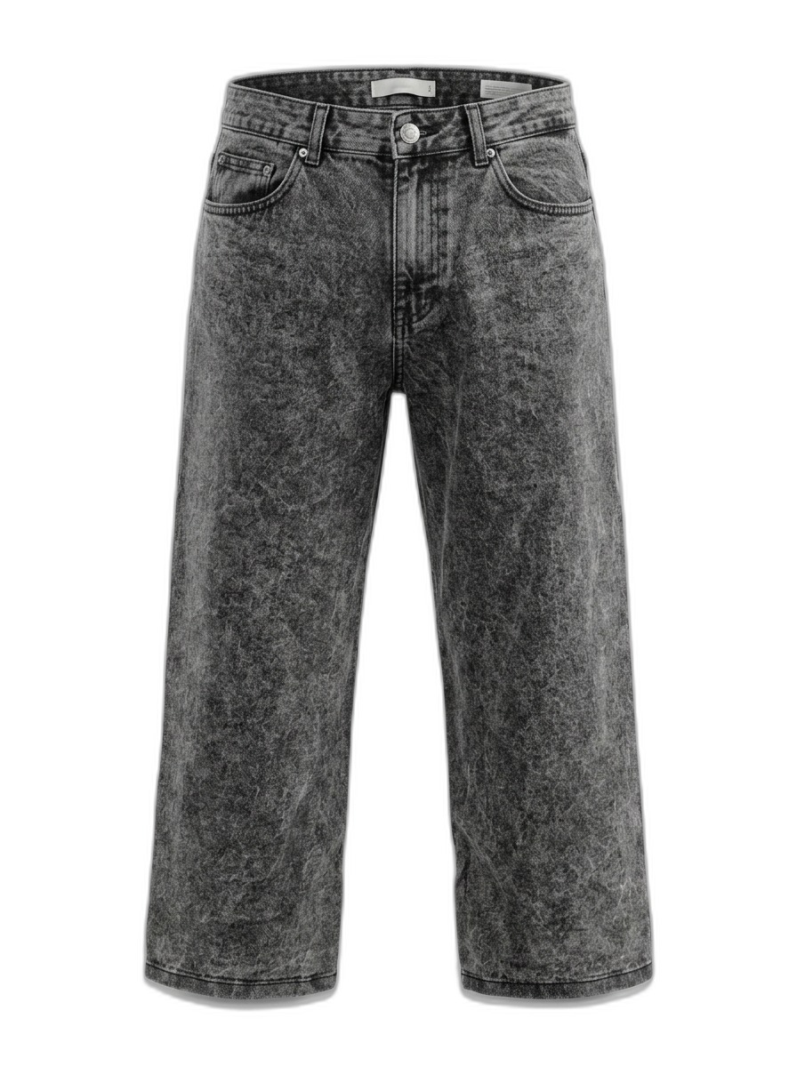 Men's Washed Wide Leg Denim Jeans