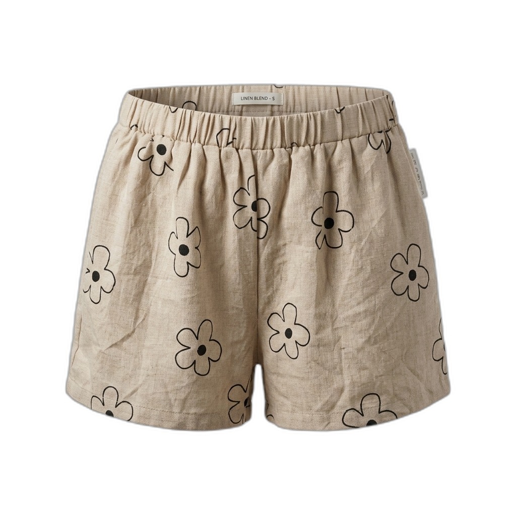 Women's Beige Floral Print Shorts
