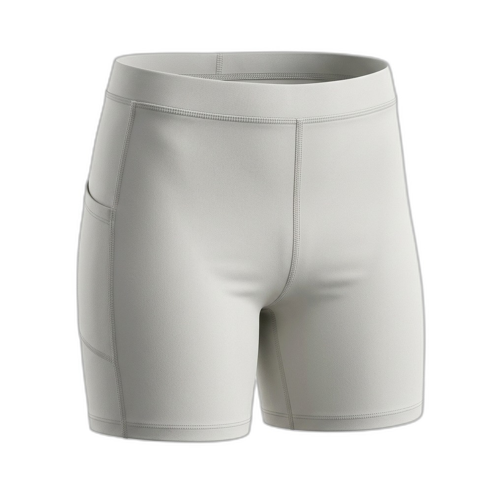 Women's White Athletic Biker Shorts with Pocket