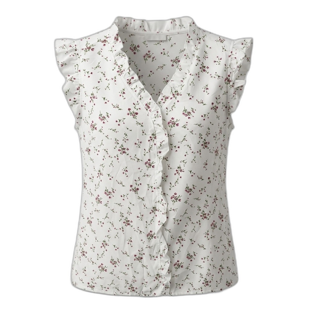 Women's Floral Ruffled Sleeveless Top