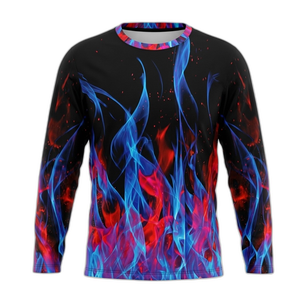 Flame Print Long Sleeve T-Shirt for Men & Women