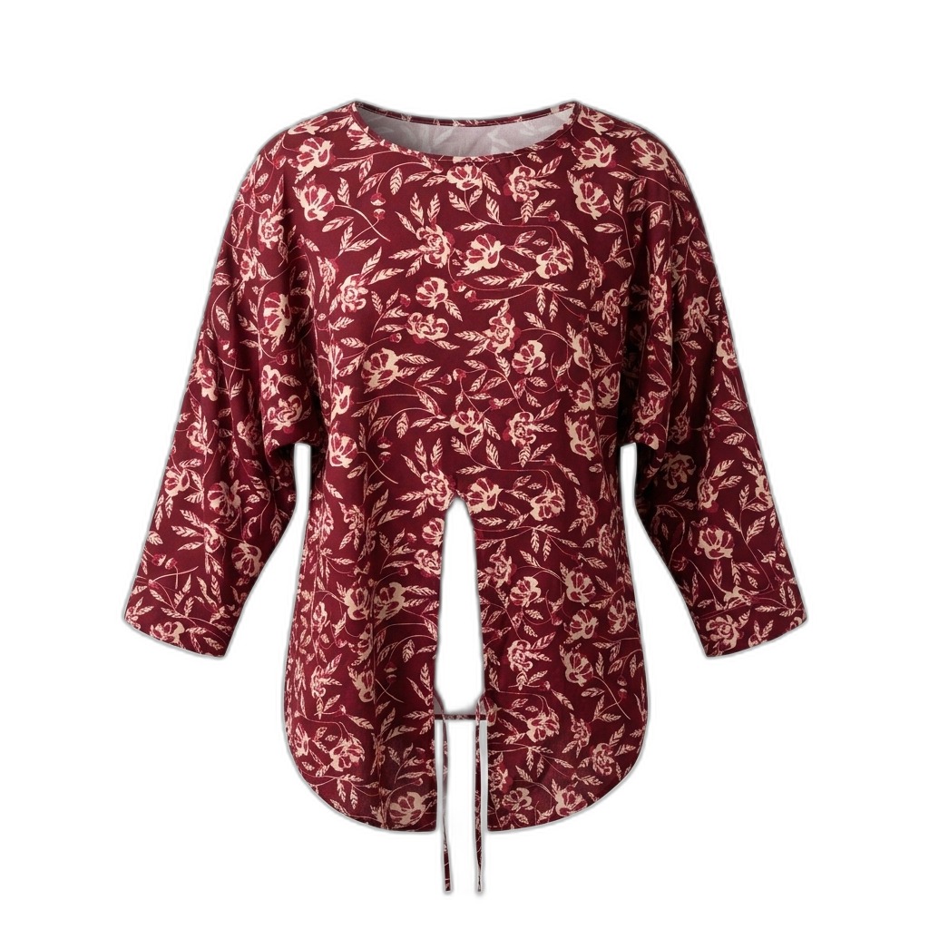 Floral Print Tunic Top for Women | Maroon
