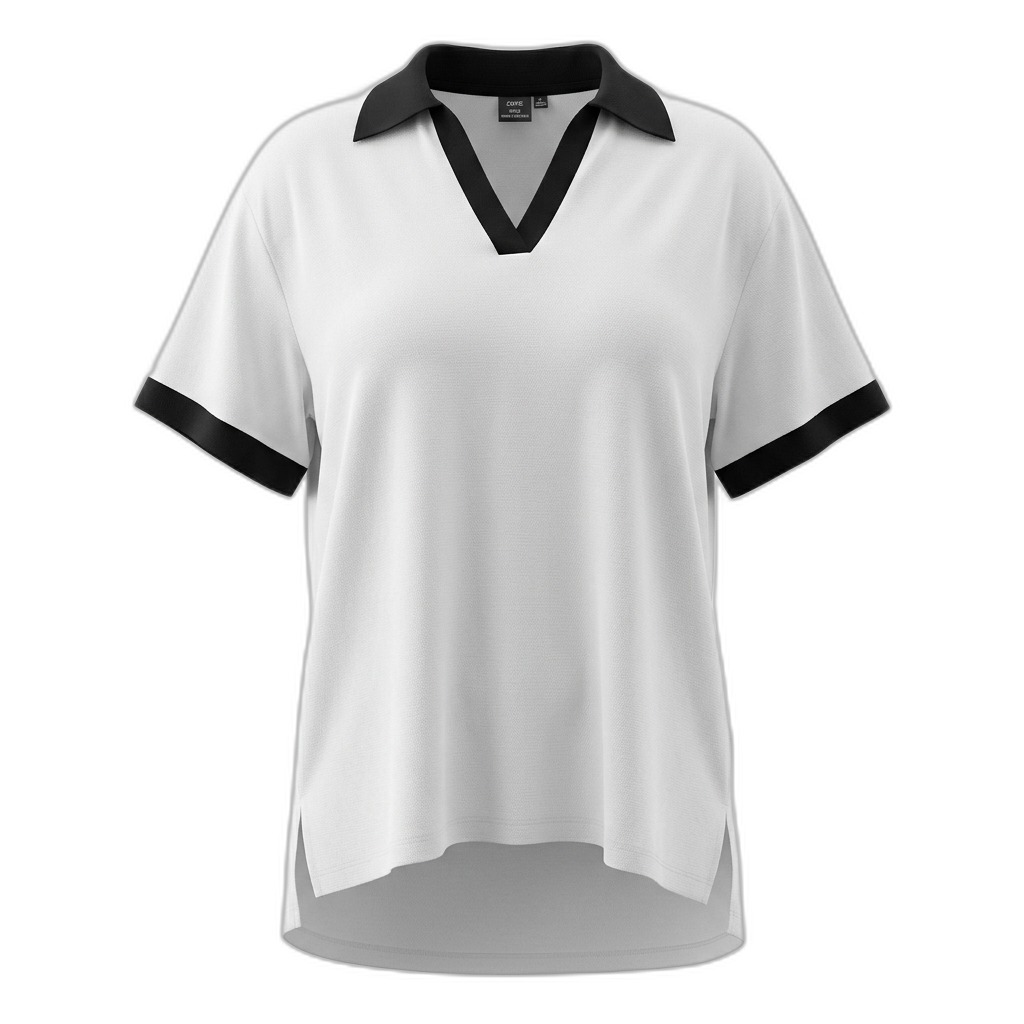 Women's White T-Shirt with Black Trim