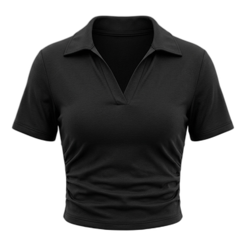 Women's Black Cowl Neck Ruched Top | Stylish T-Shirt