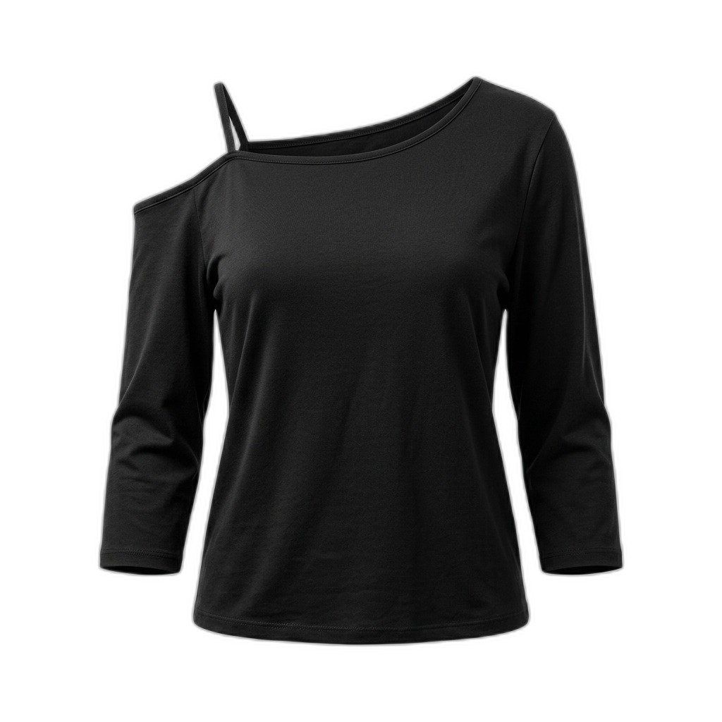 Black Off-Shoulder Long Sleeve Top for Women
