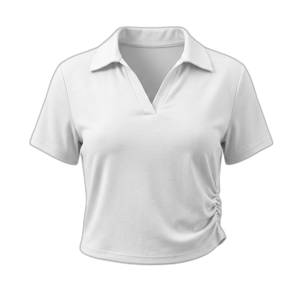 Women's White Collared V-Neck Crop Top