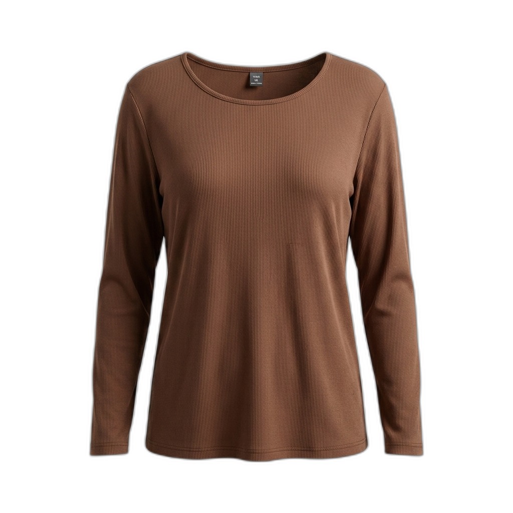 Women's Ribbed Long Sleeve Top | Brown