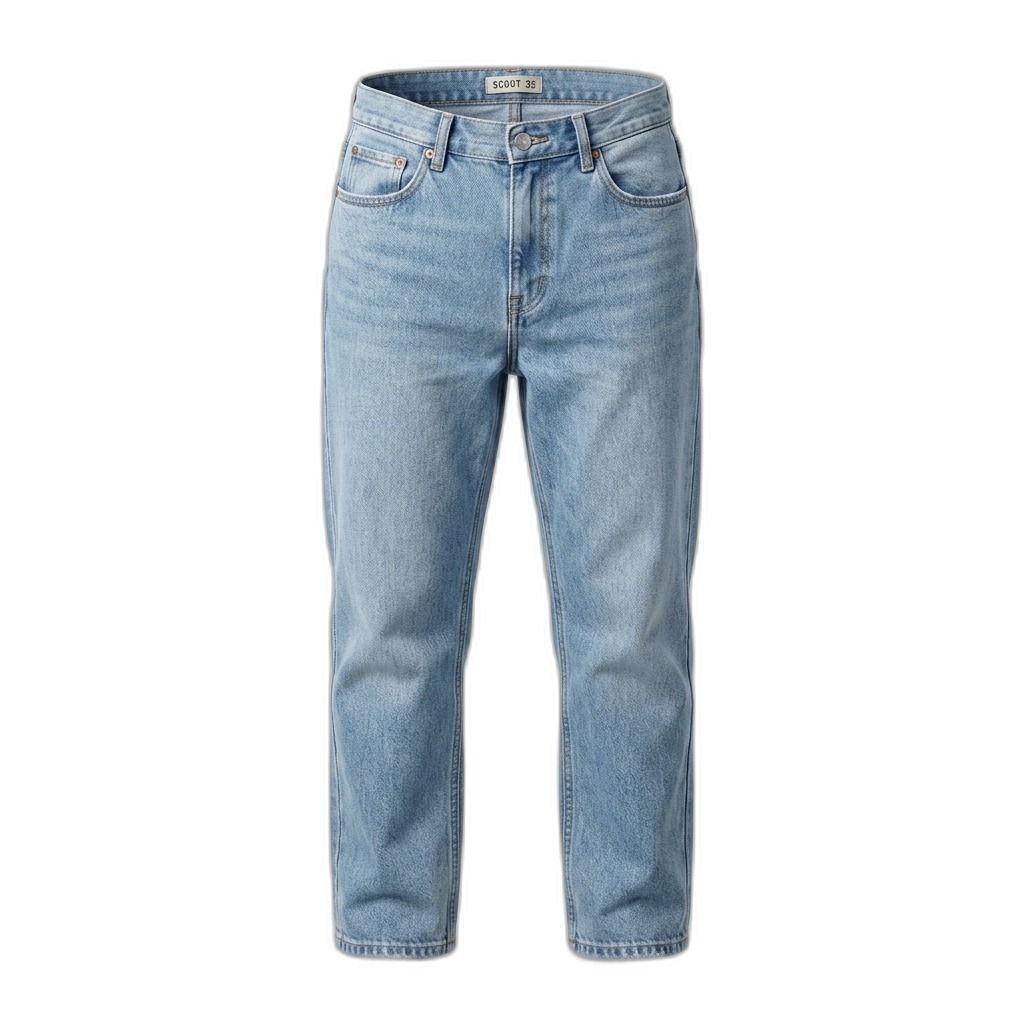 Light Blue Washed Denim Jeans for Men