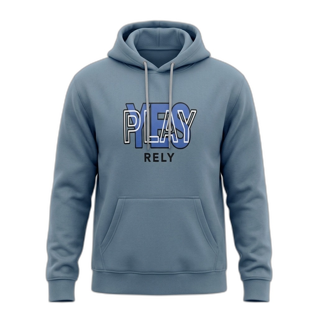 Men's Blue 'PLAY RELY' Graphic Hoodie