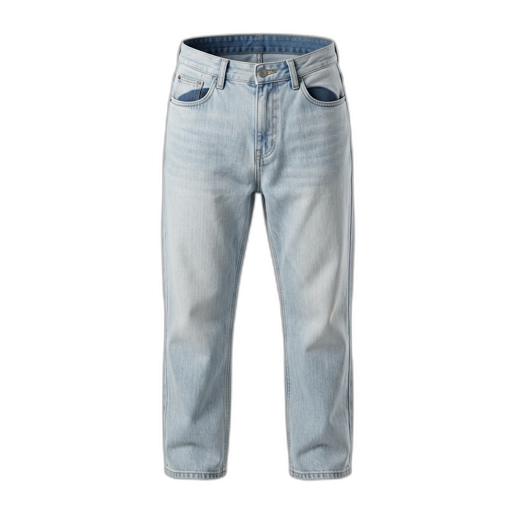 Light Wash Straight Fit Jeans for Men