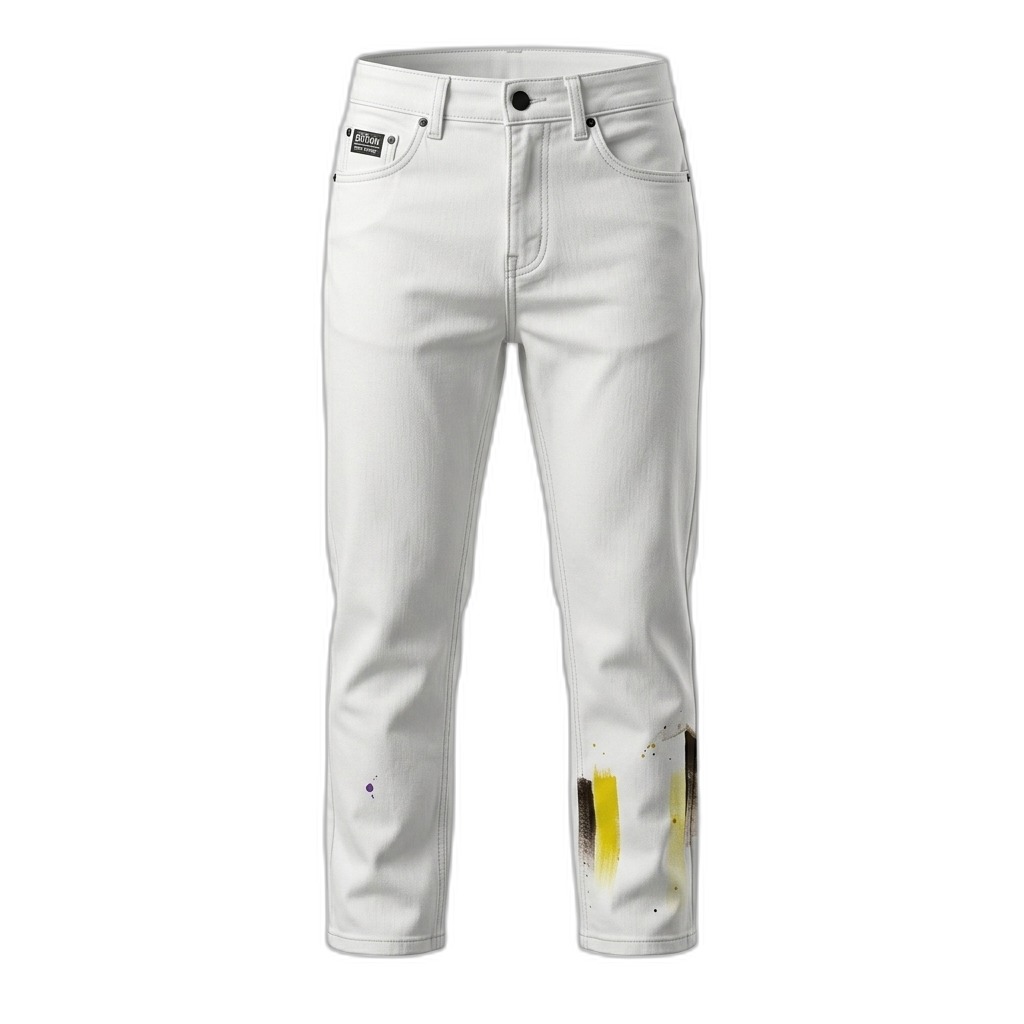 Men's White Paint Splatter Denim Jeans