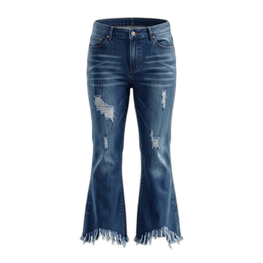Distressed Flared Denim Jeans for Women