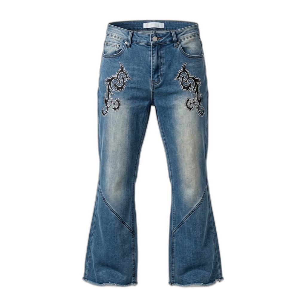 Women's Embroidered Flared Jeans