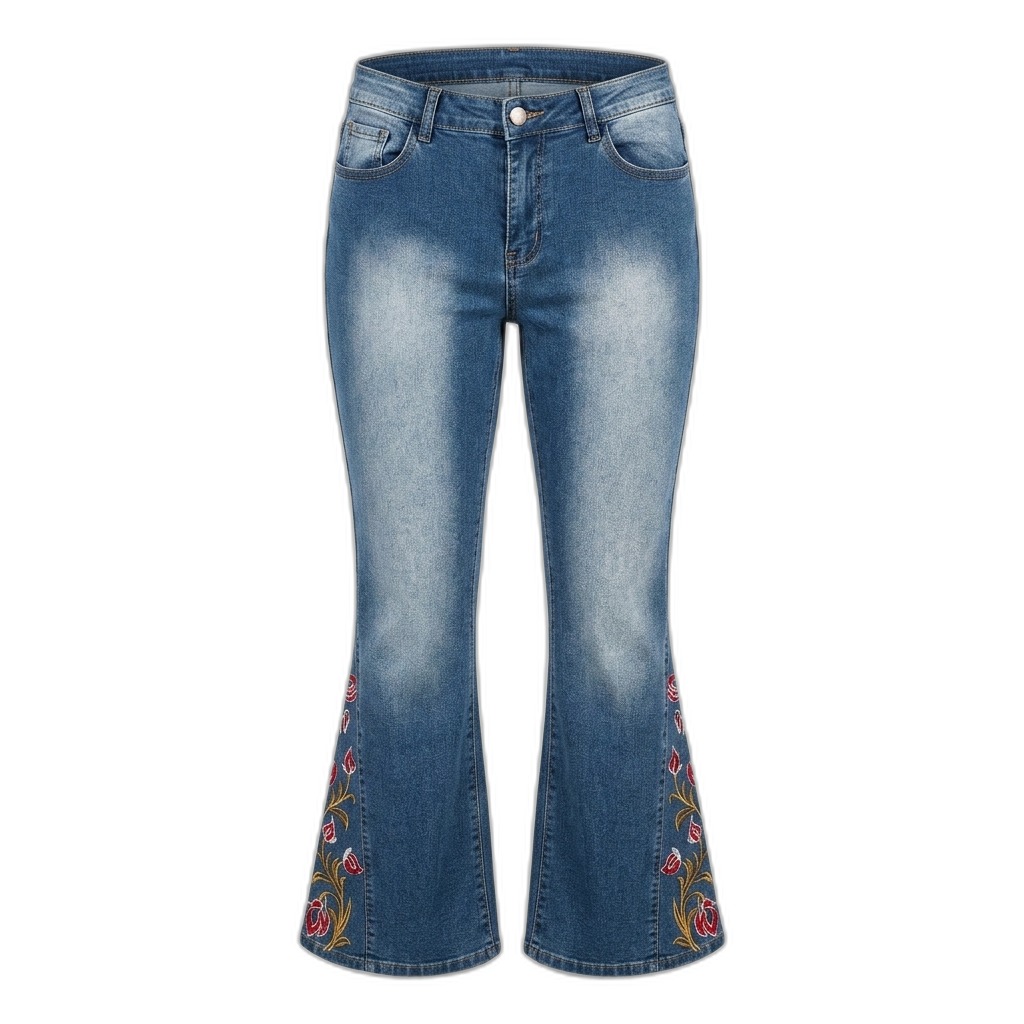 Women's Embroidered Flared Jeans