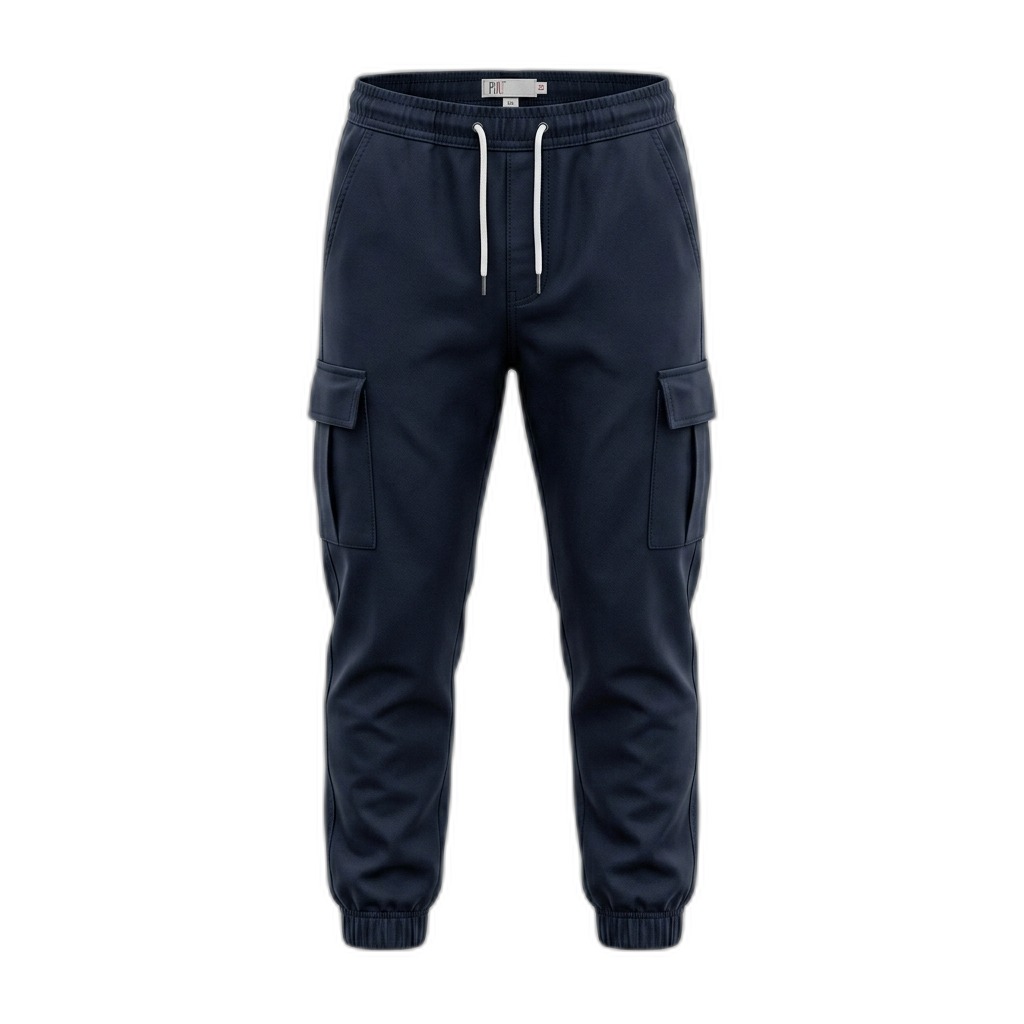 Men's Navy Blue Cargo Jogger Pants