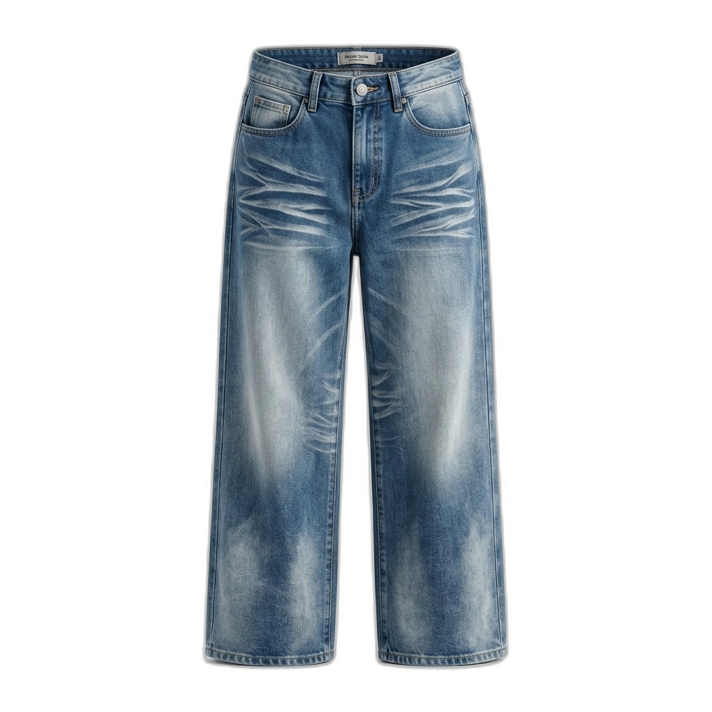 Women's Washed Wide Leg Denim Jeans