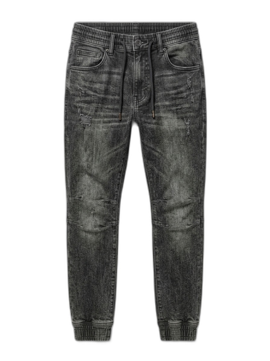 Men's Distressed Grey Denim Joggers