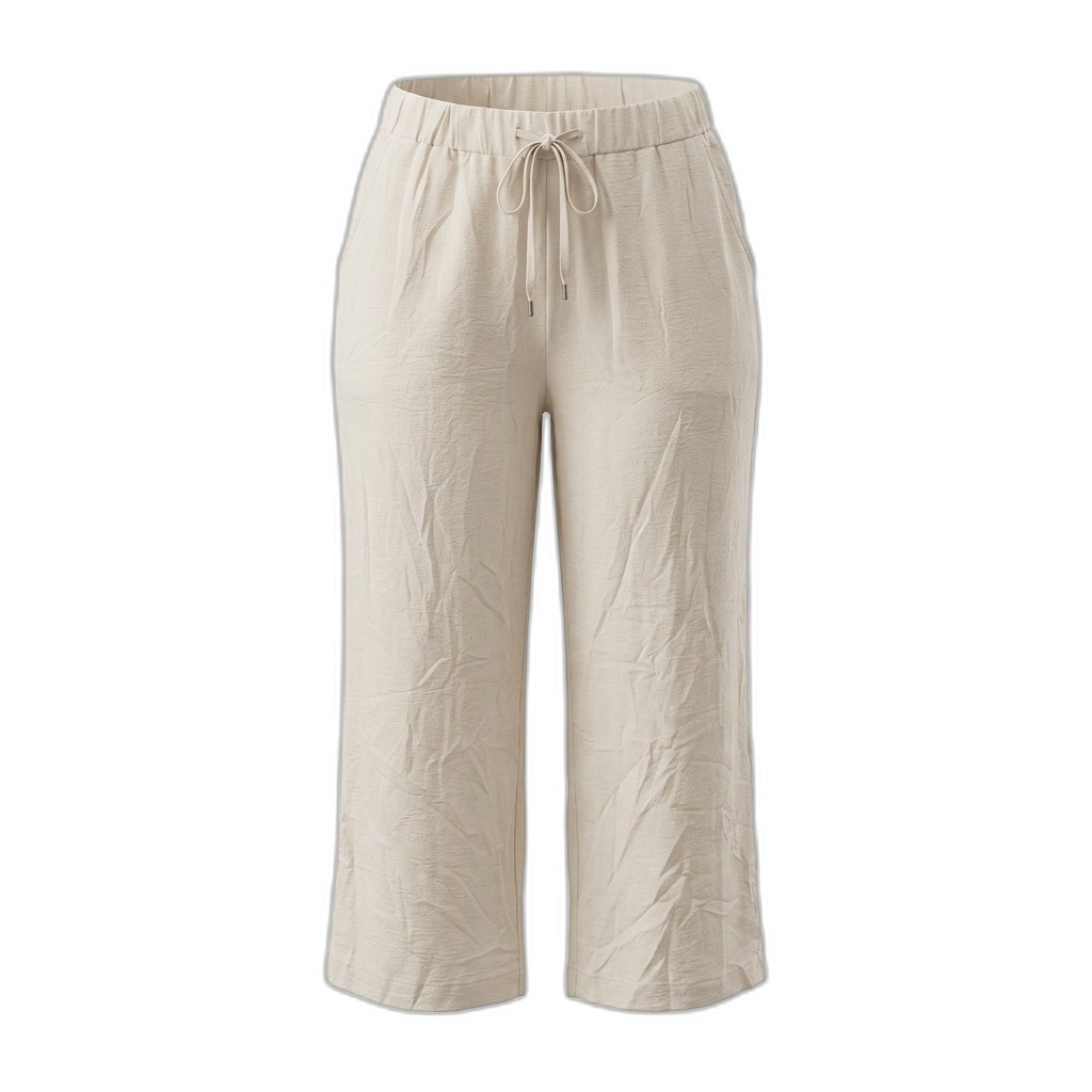 Women's Linen Blend Drawstring Wide Leg Pants