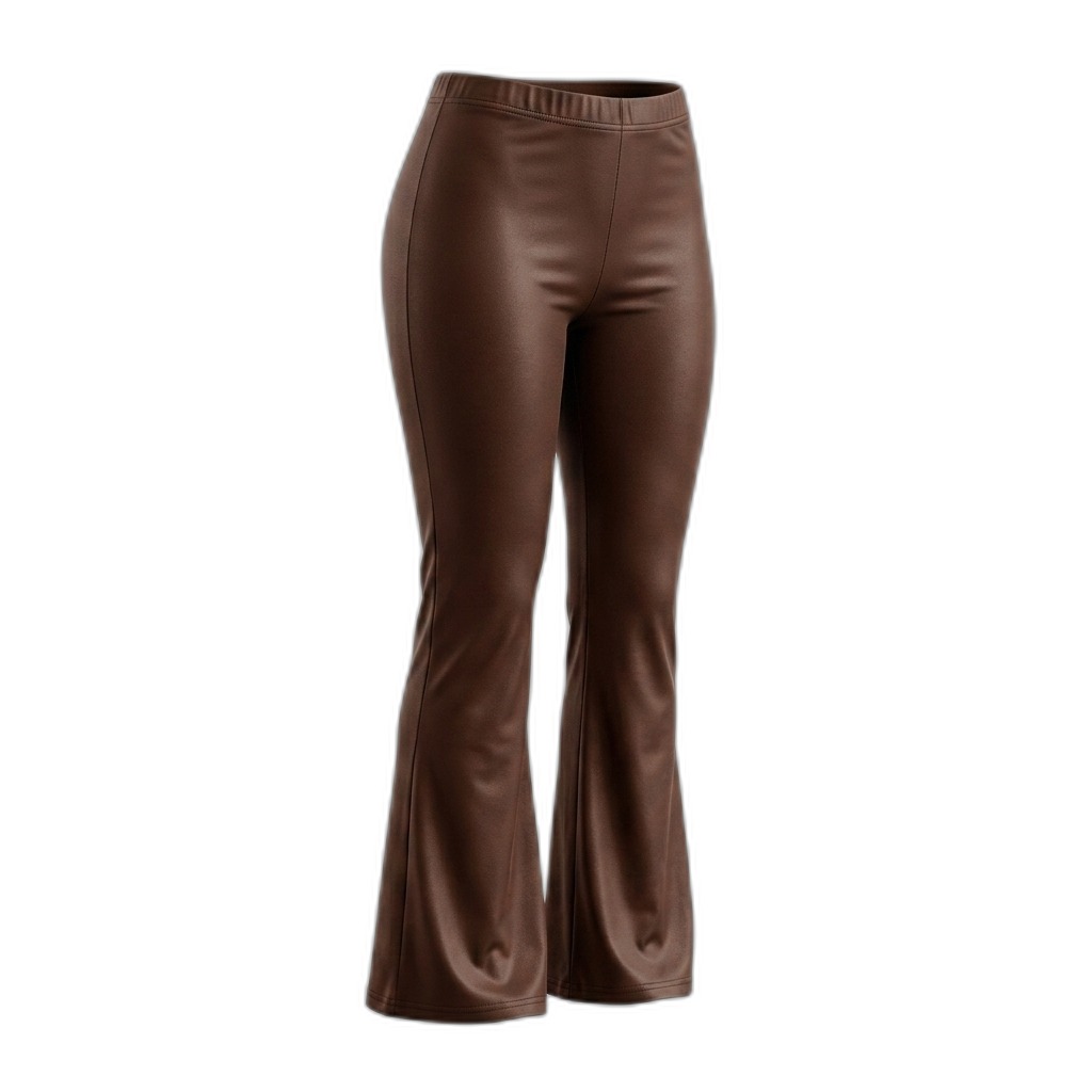 Brown Faux Leather Flare Leggings