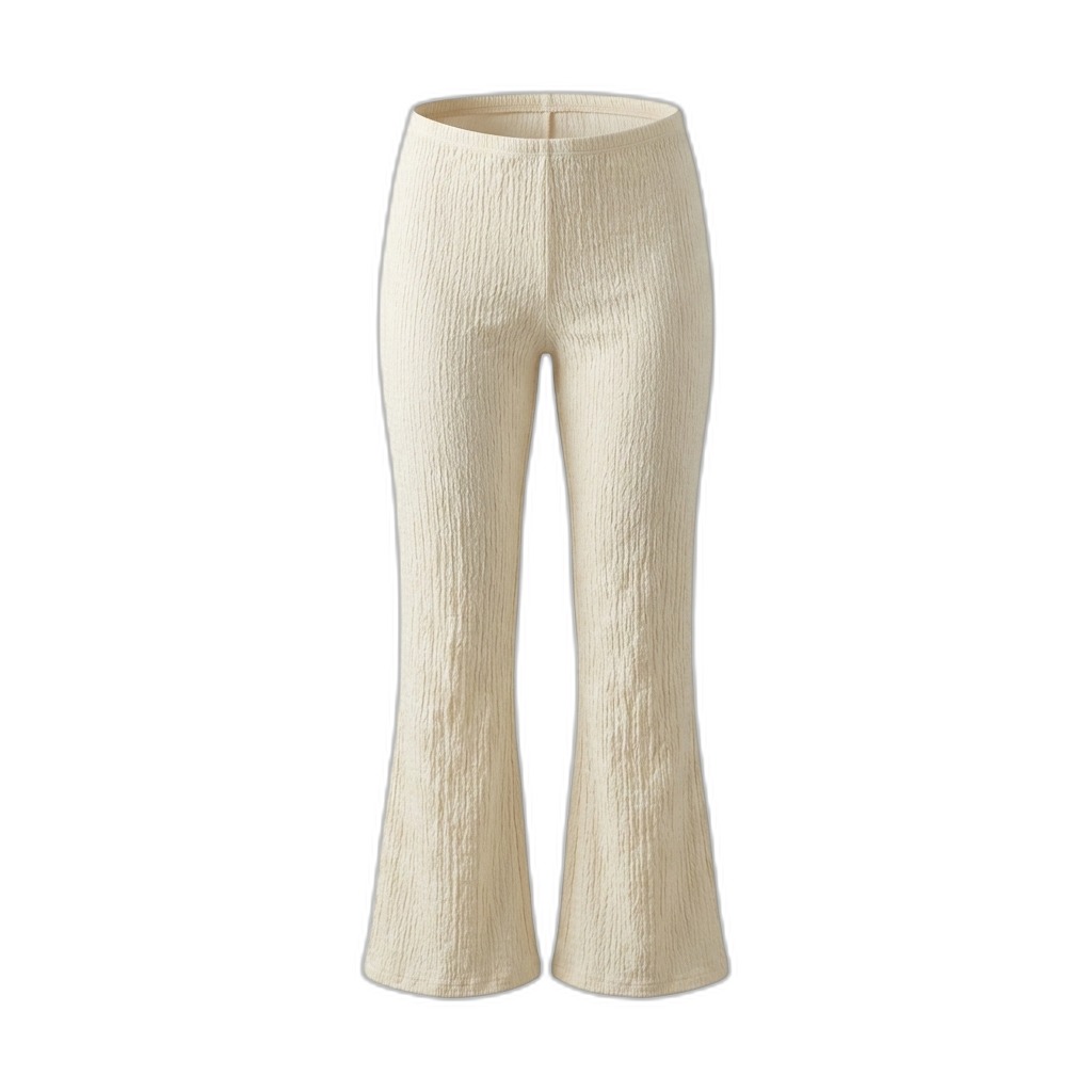 Women's Cream Textured Flare Leggings