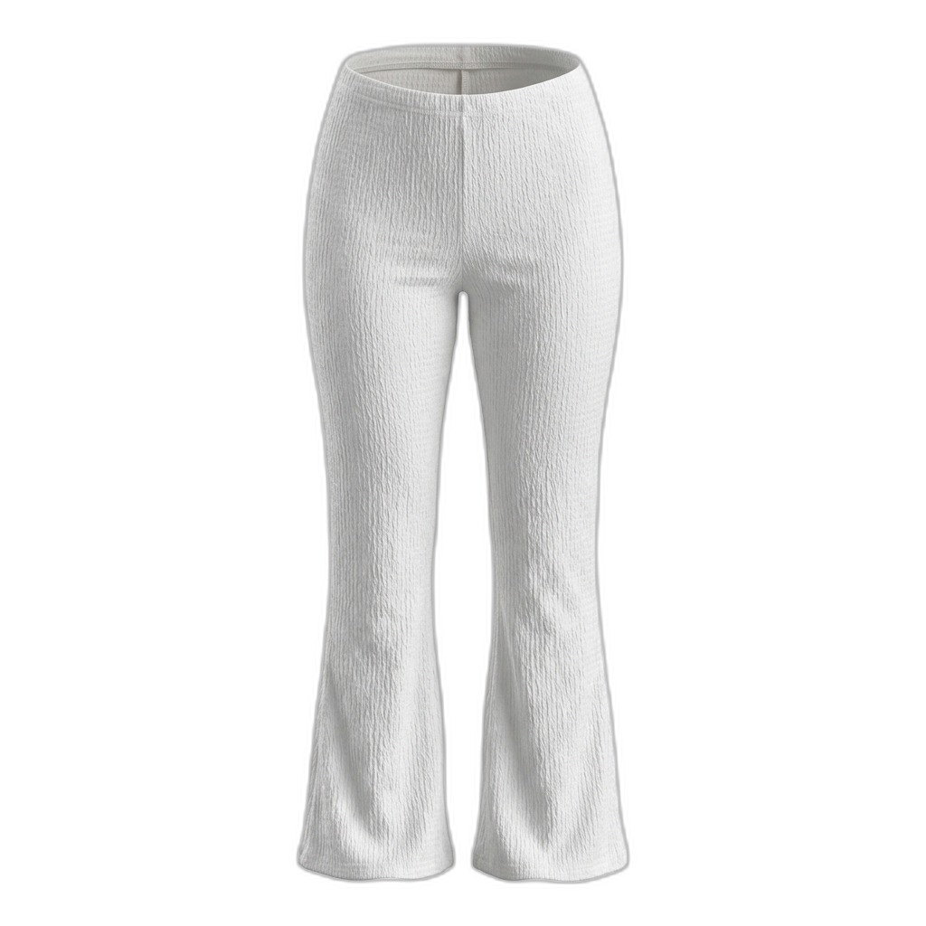 White Textured Flared Pants for Women