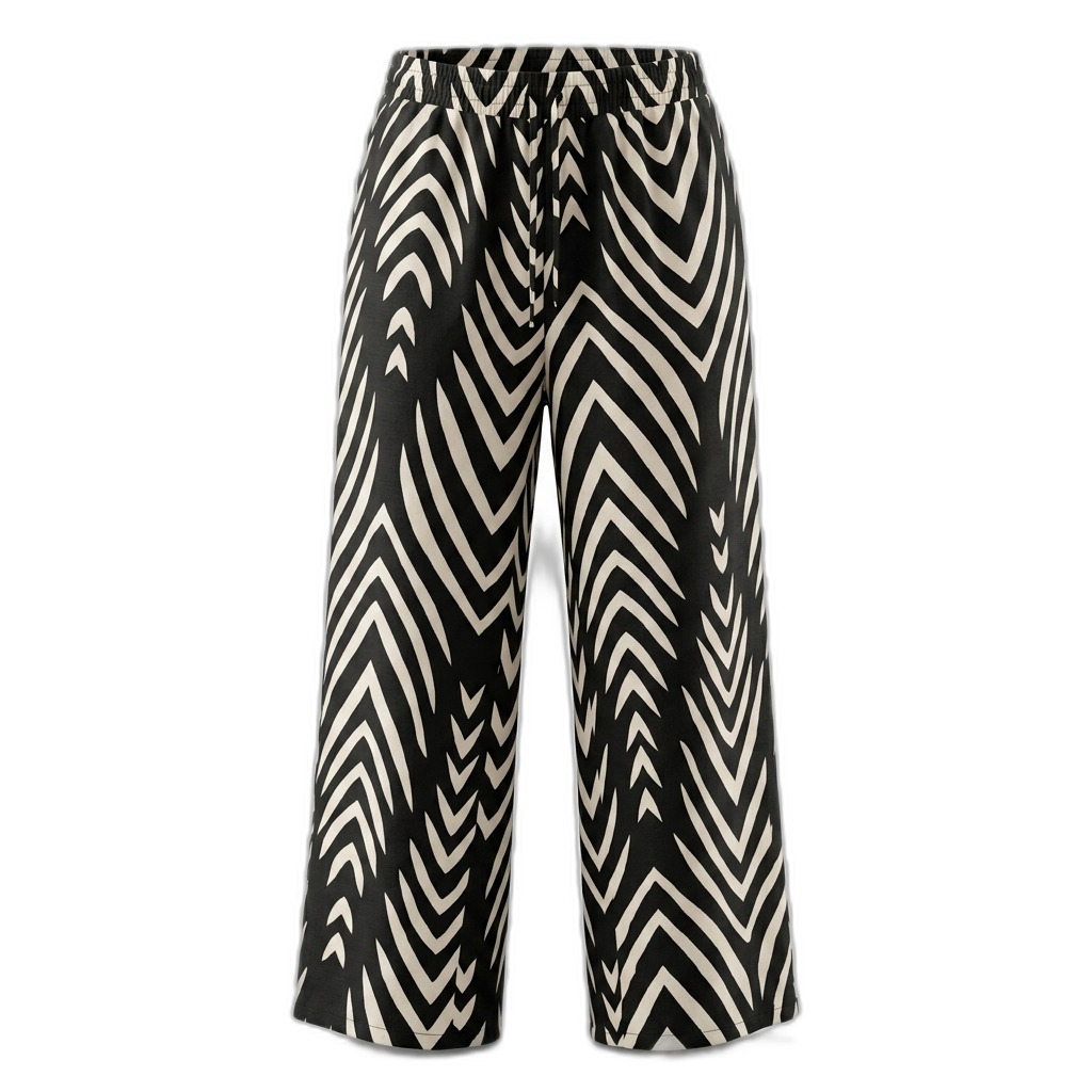 Women's Black & White Zebra Print Wide-Leg Pants