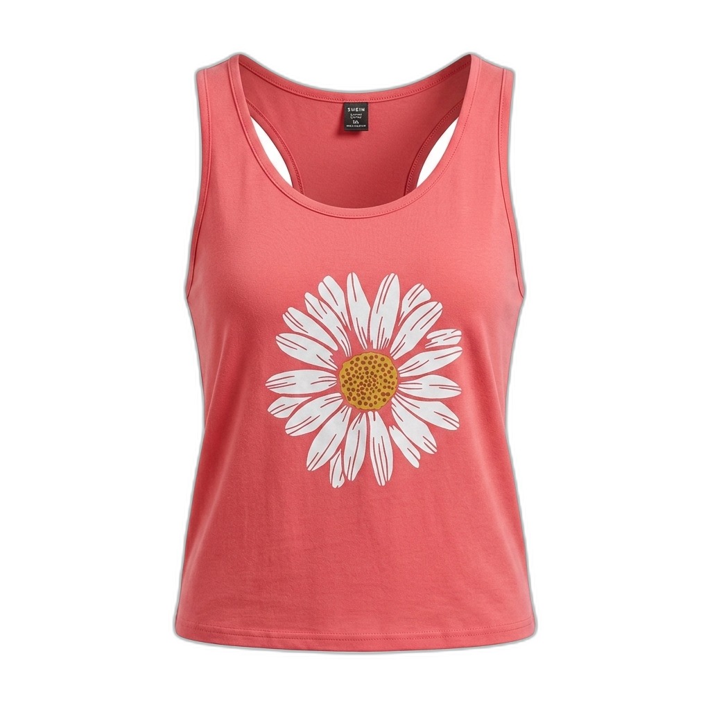 Daisy Print Racerback Tank Top for Women
