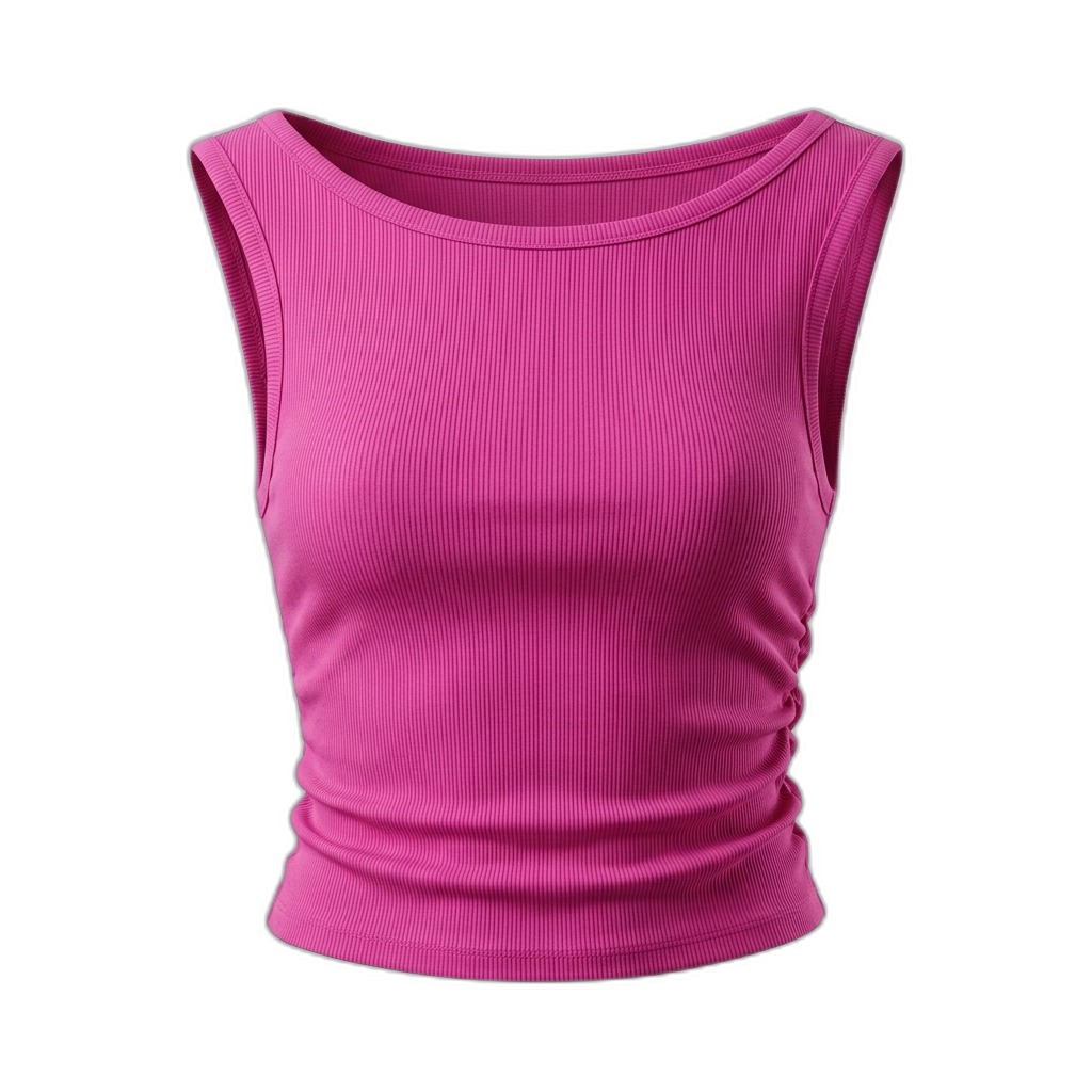 Pink Ribbed Sleeveless Tank Top for Women