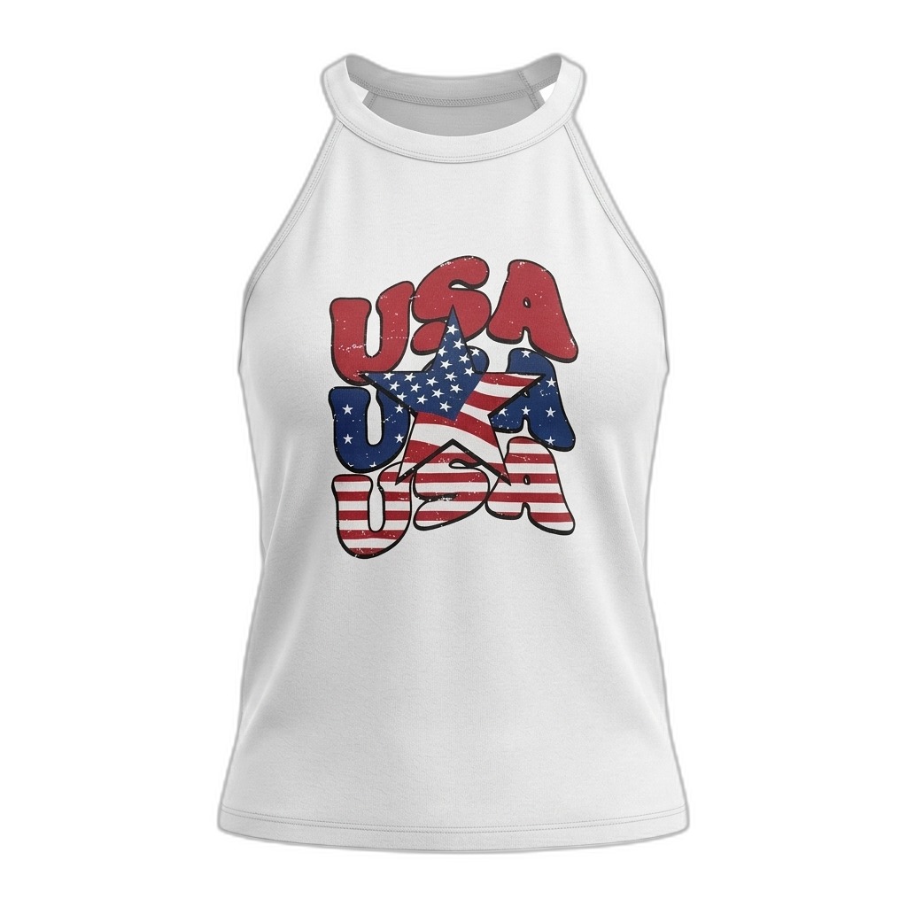 Women's USA Graphic Halter Neck Tank Top