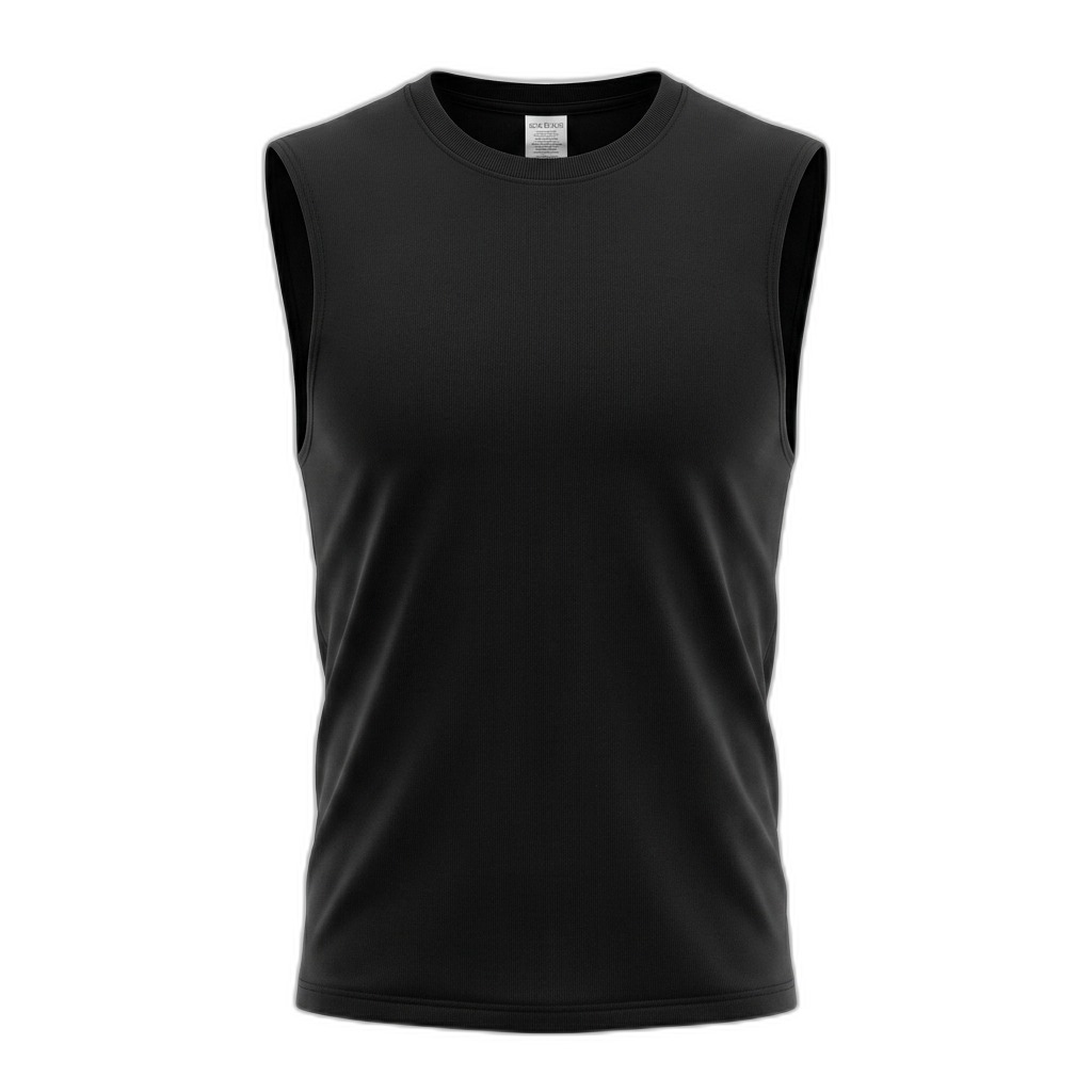 Men's Black Sleeveless Round Neck T-Shirt