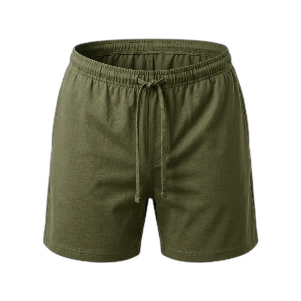 Men's Solid Drawstring Cotton Blend Casual Shorts