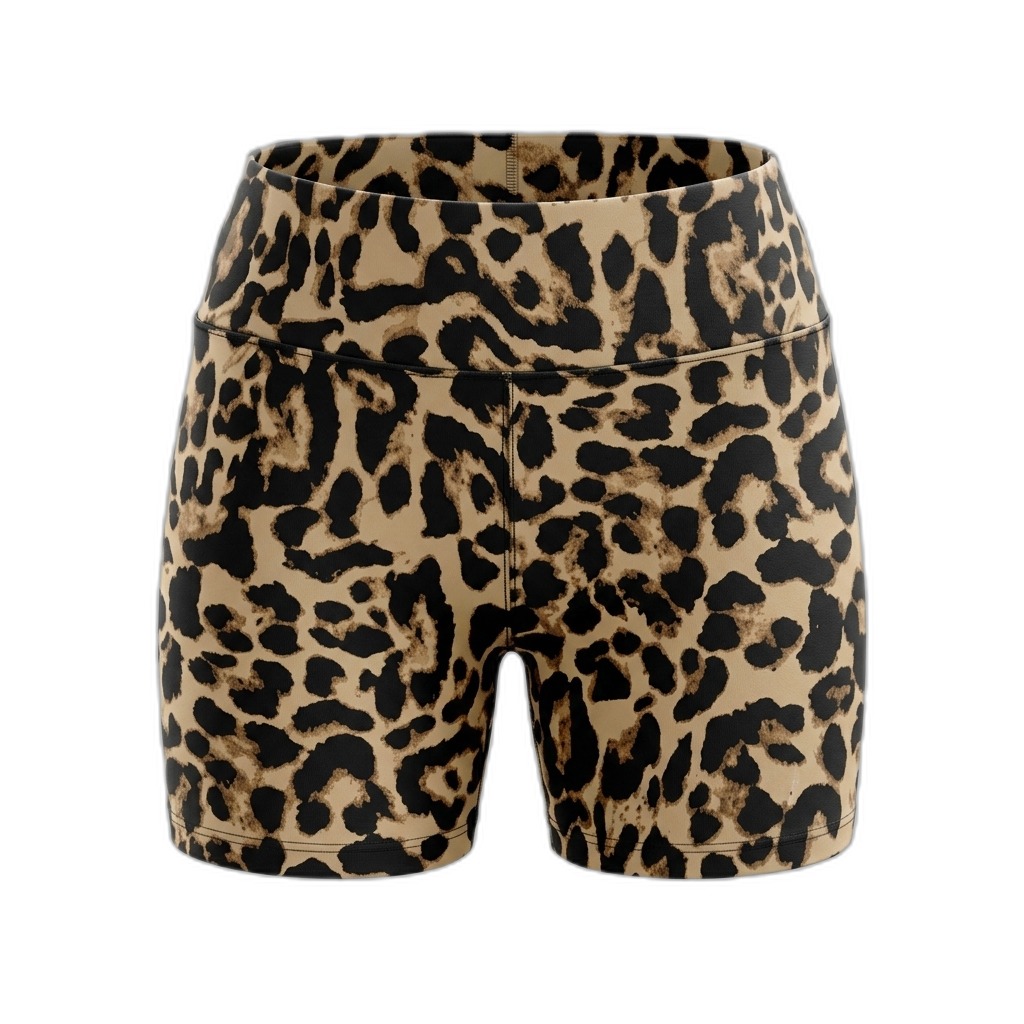 Leopard Print High-Waist Biker Shorts for Women