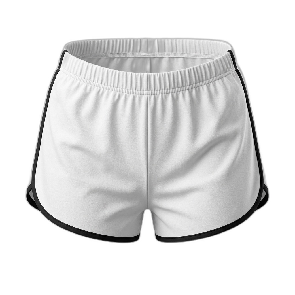 Women's White Athletic Shorts | Black Trim