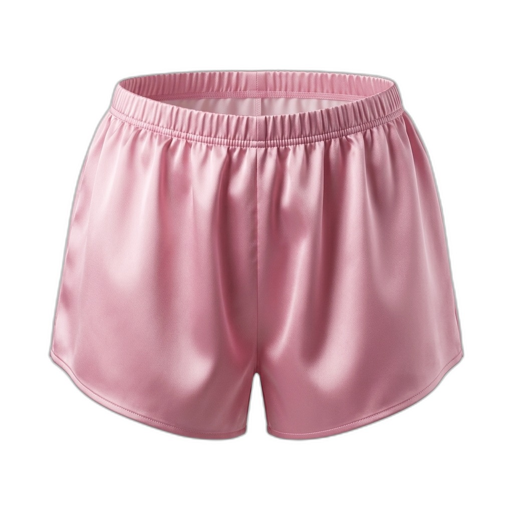 Pink Satin Elastic Waist Lounge Shorts