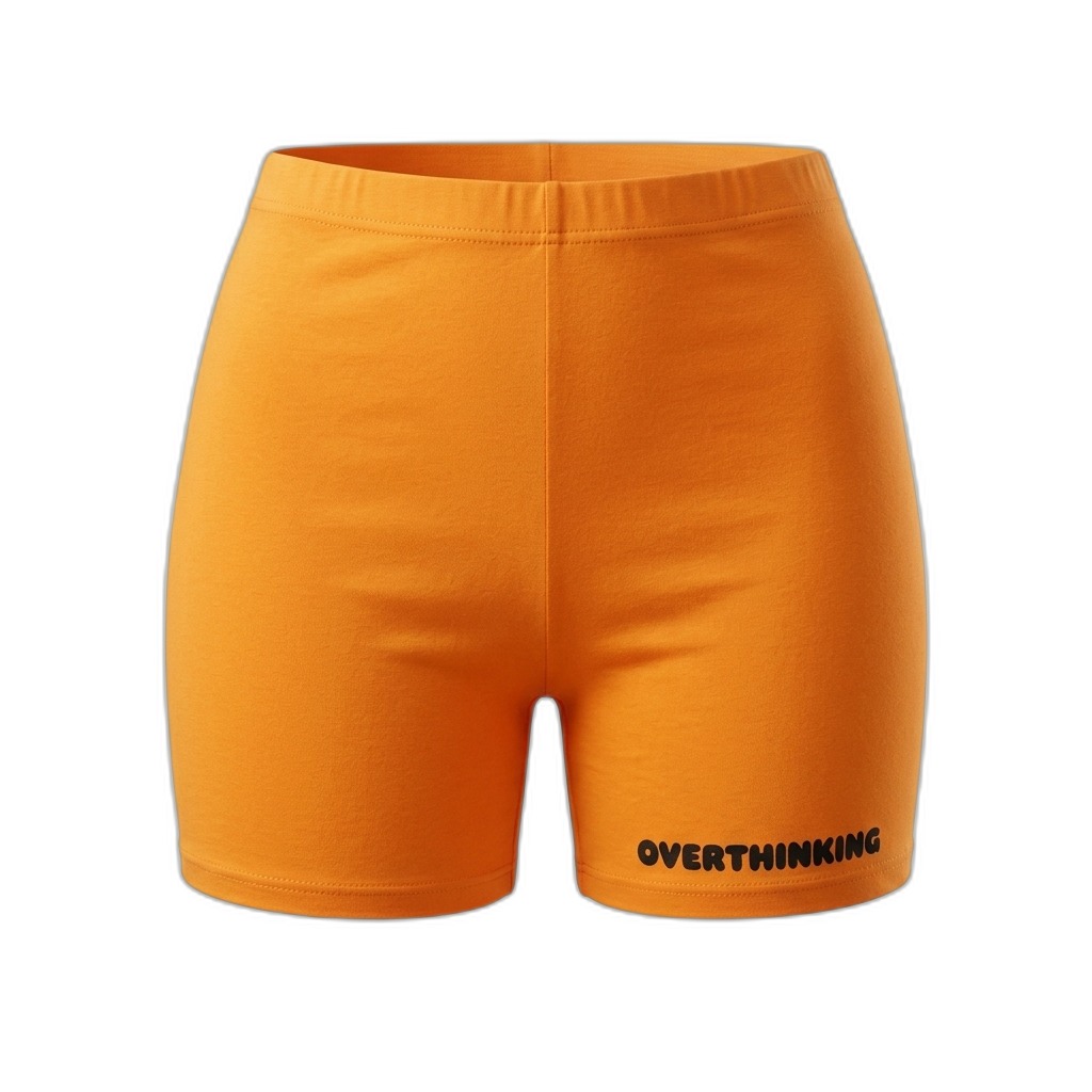 Orange High-Waist 'Overthinking' Biker Shorts