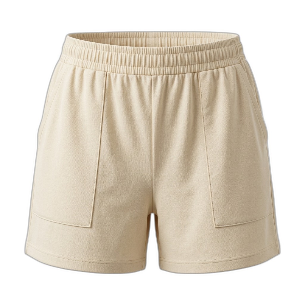 Women's Beige Relaxed Fit Fleece Shorts
