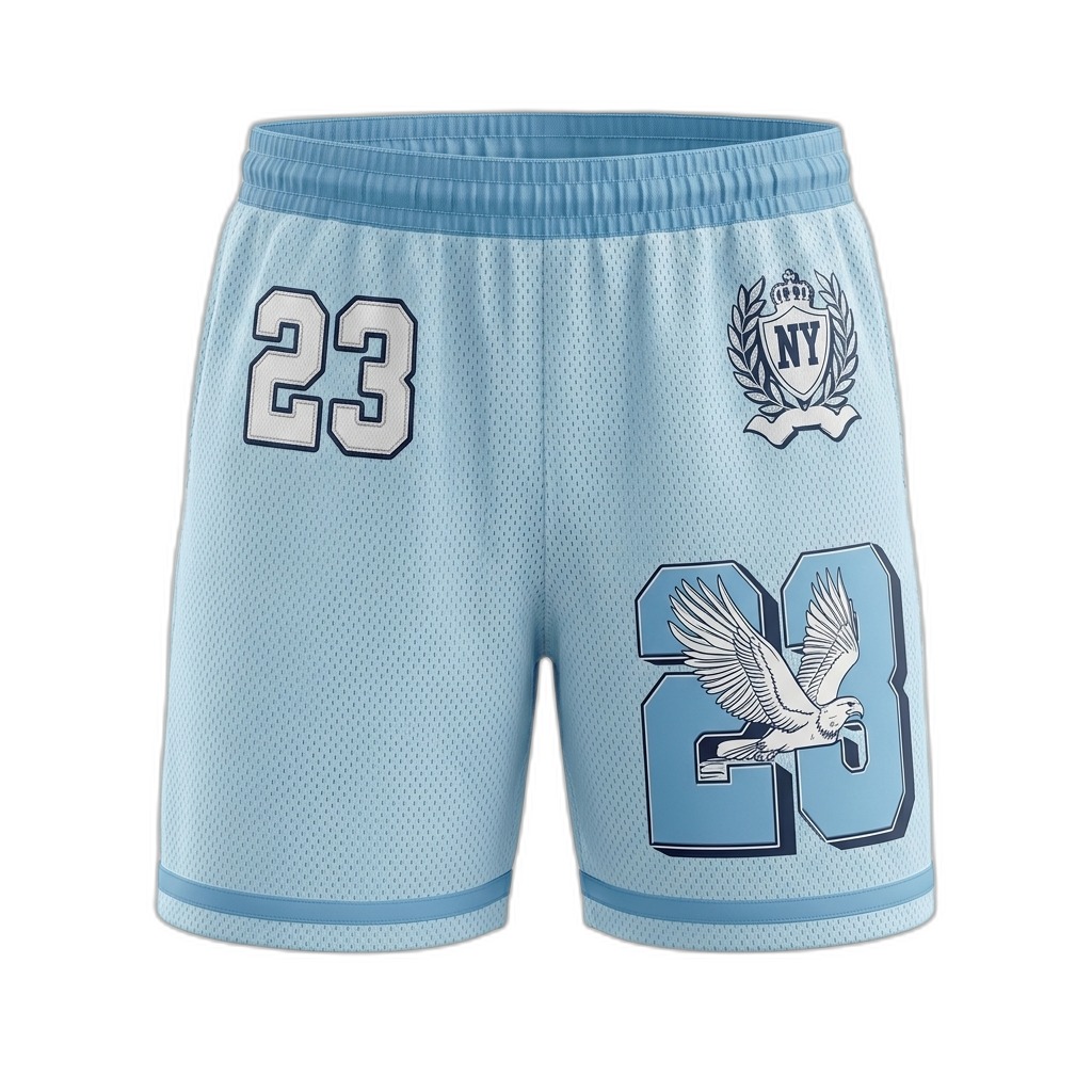 Men's Light Blue Mesh Athletic Shorts