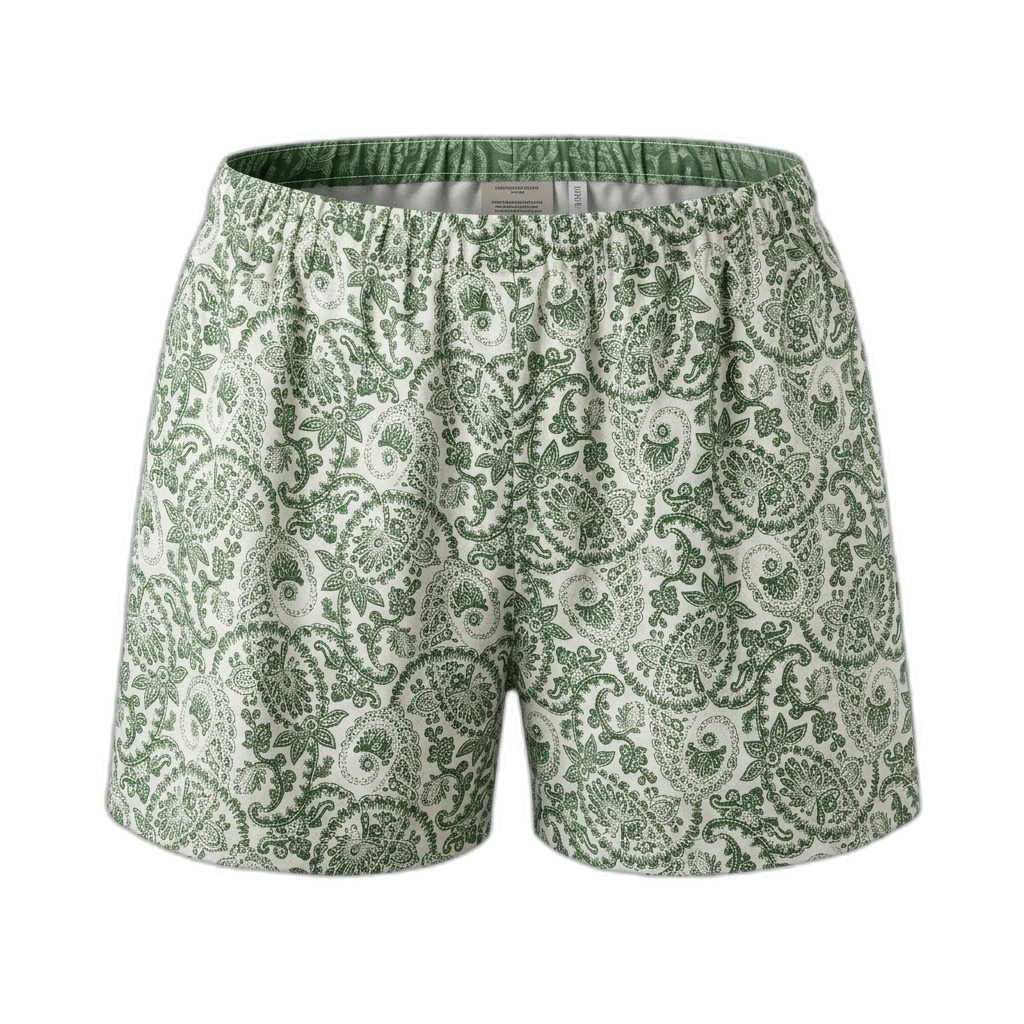 Men's Green Paisley Print Boxers