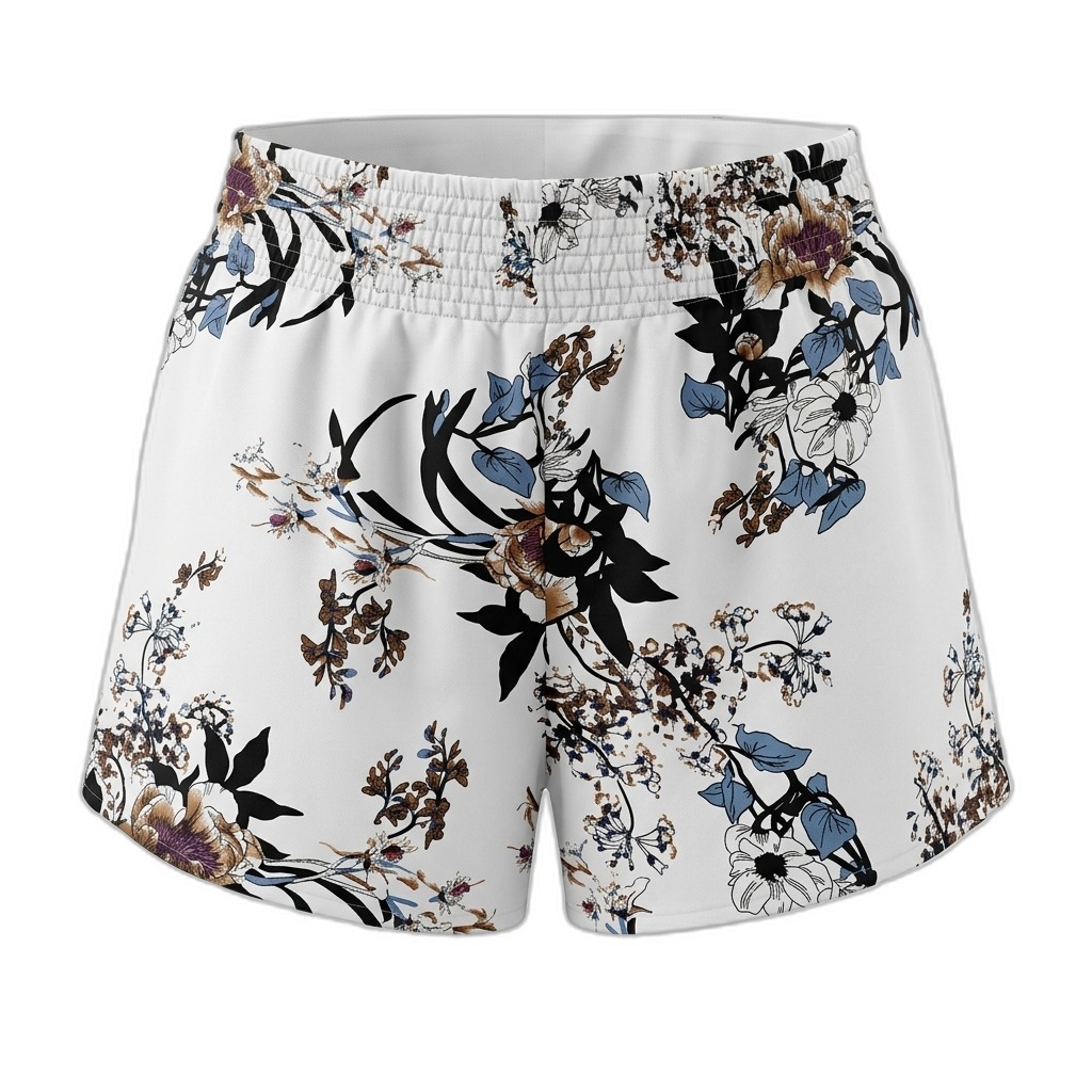 Women's Floral Print Elastic Waist Shorts