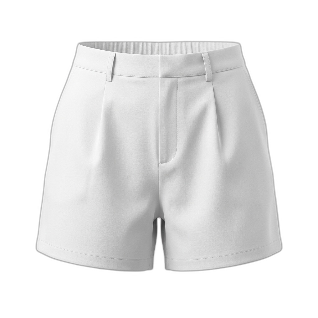 White Pleated High-Waist Shorts for Women