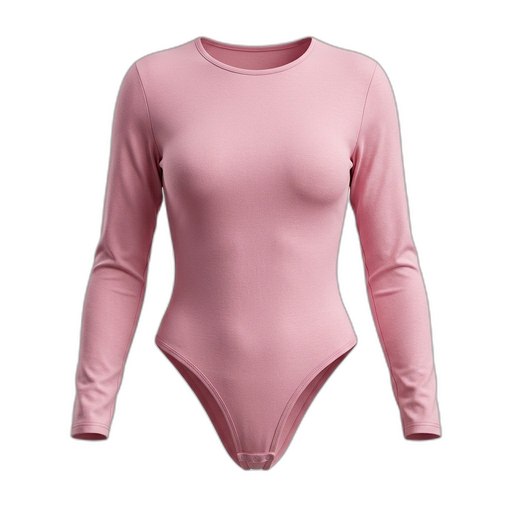 Pink Long Sleeve Crew Neck Bodysuit