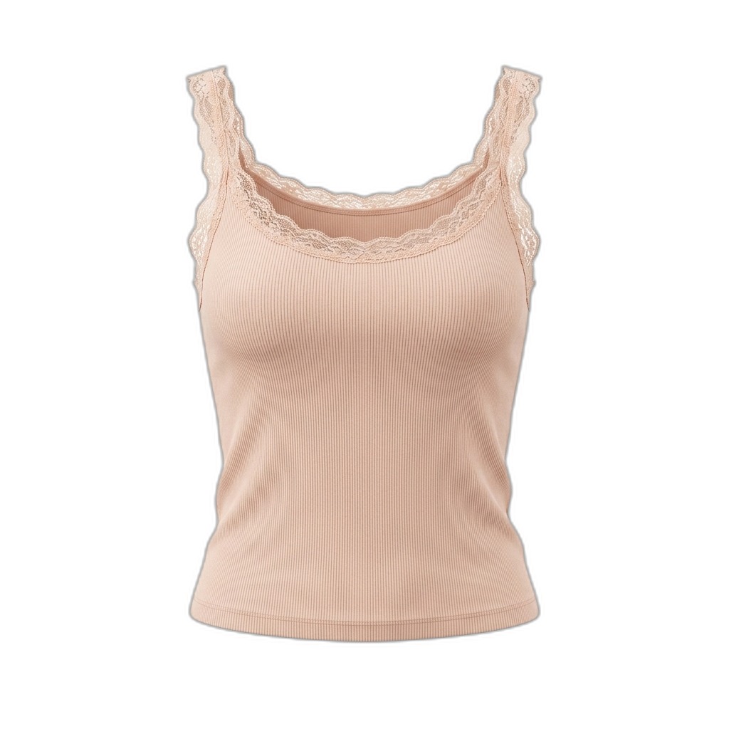 Women's Ribbed Lace Trim Camisole