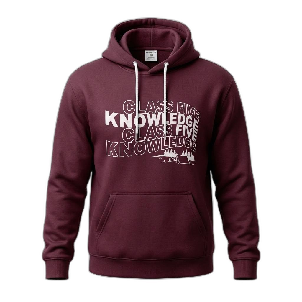 Men's Maroon 'Class Five Knowledge' Hoodie