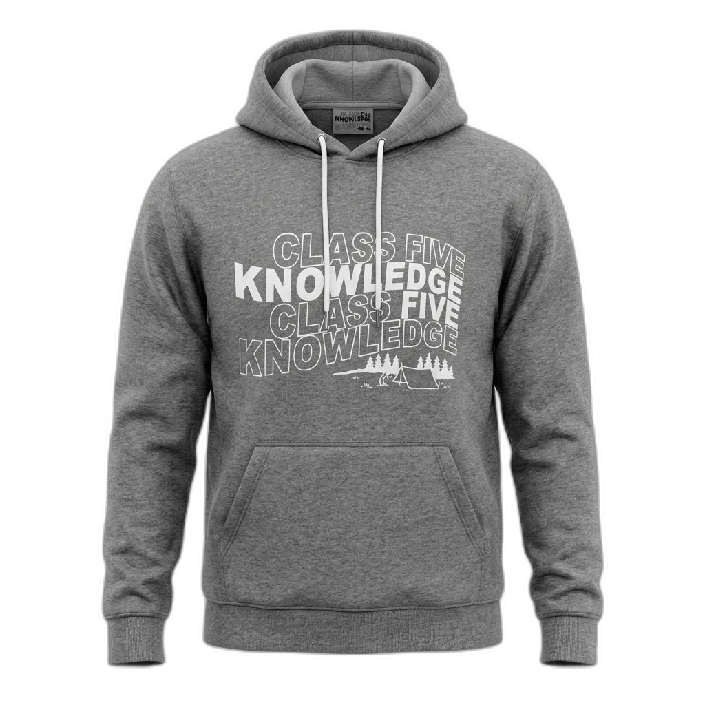 Men's Grey 'Class Five Knowledge' Hoodie