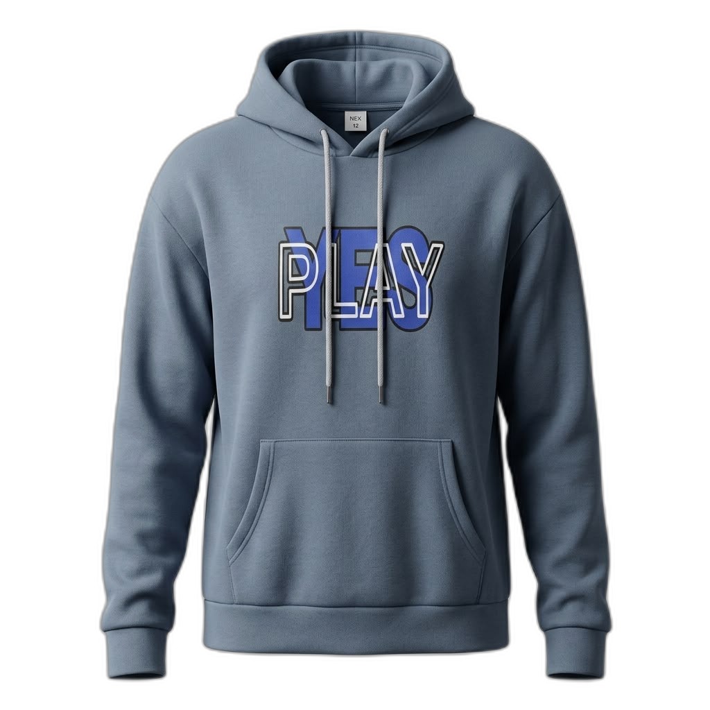 Men's Blue 'YES PLAY' Graphic Hoodie