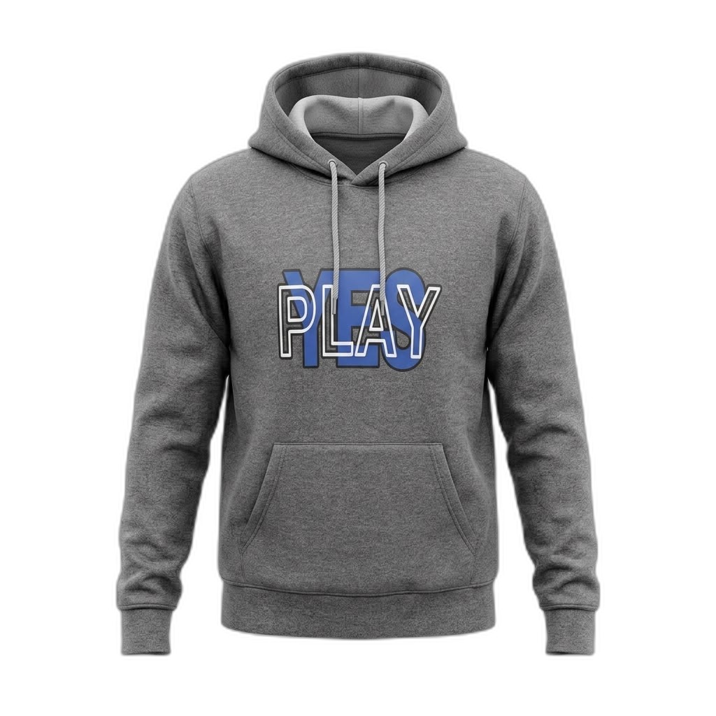 Grey YES PLAY Hoodie | Casual & Comfortable
